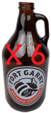 6 Pack Of Growlers (Glass) - 64oz - Fort Gary Brewery Logo - Grain To Glass Inc