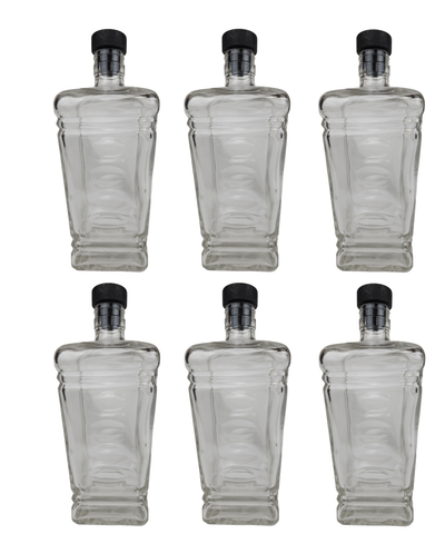 Glass Liquor Bottle (Includes Cap) - Pack of 6 750ml - Grain To Glass Inc