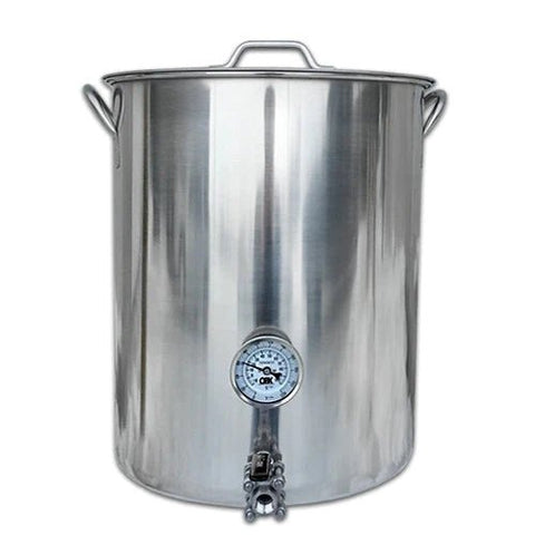 Kettle - 16 Gallon (Stainless Steel) with Ball Valve and Thermometer - Grain To Glass Inc