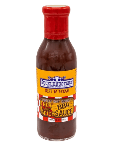 SuckleBusters Hot & Spicy BBQ Sauce (12oz) - Grain To Glass Inc