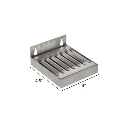 4" x 4.5" x .75" Wall Mount Drip Tray - Stainless Steel - Grain To Glass Inc
