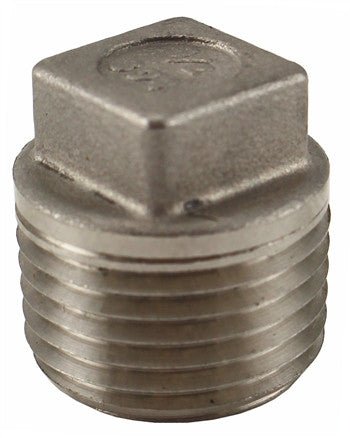 Square Head Plug - 1/2" Male (Stainless Steel) - Grain To Glass Inc