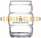Barrel Beer Glass 15oz - G2G Logo - Grain To Glass Inc