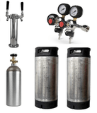 Complete Kegging Package 5 - 2 x Used Ball Lock Kegs with CO2 tank / Dual Regulator / Dual Tap Beer Tower - Grain To Glass Inc
