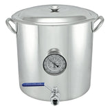 Kettle - 5 Gallon (Stainless Steel) with Ball Valve & Thermometer - Grain To Glass Inc