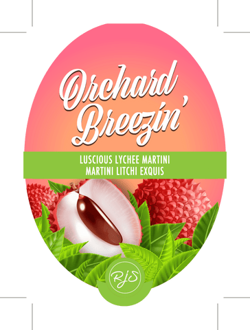 Luscious Lychee Martini Orchard Breezin' 30 Pack Wine Labels - HJL Designs - Grain To Glass Inc