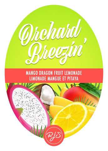 Mango Dragonfruit Lemonade Orchard Breezin' 30 Pack Wine Labels - HJL Designs - Grain To Glass Inc
