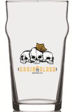 Nonic Pub Beer Glass 16oz - Skulls Logo - Grain To Glass Inc