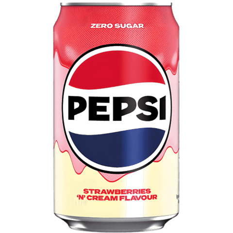 Pepsi Strawberries & Cream Zero (UK) – 330mL Can - Grain To Glass Inc