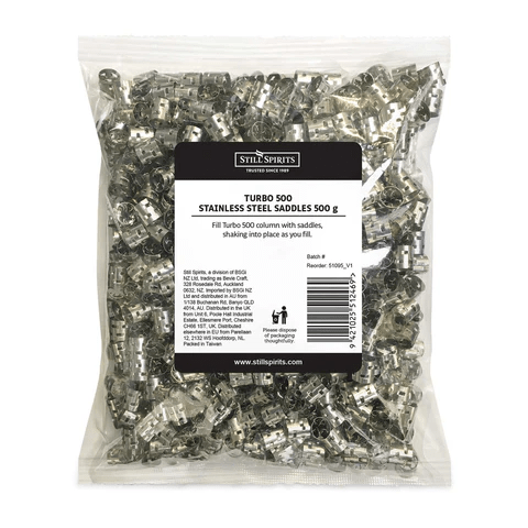 Still Spirits Turbo 500 (T500) Stainless Steel Saddles 500g - Grain To Glass Inc