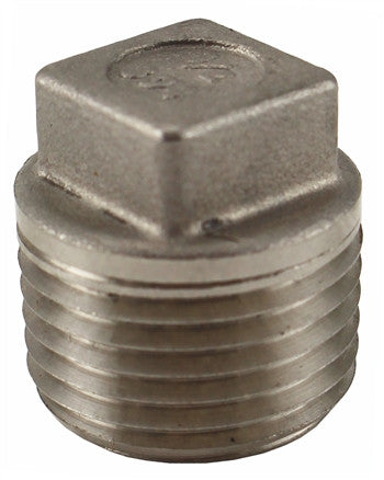 Square Head Plug  - 1/2" Male (Stainless Steel) - Grain To Glass
