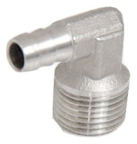 Barb Elbow - 1/2" MPT x 3/8" Stainless Steel - Grain To Glass Inc