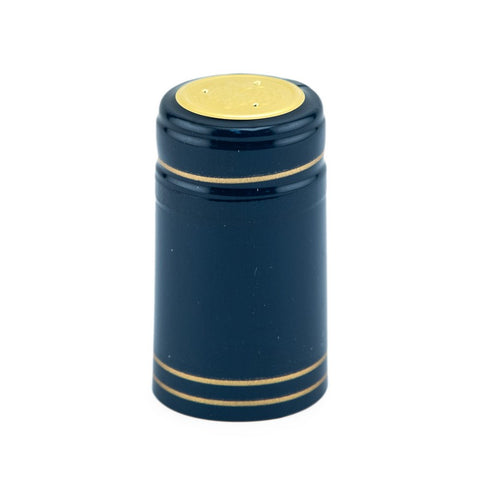 Shrink Cap - Blue with Gold Stripe (30 Pack)
