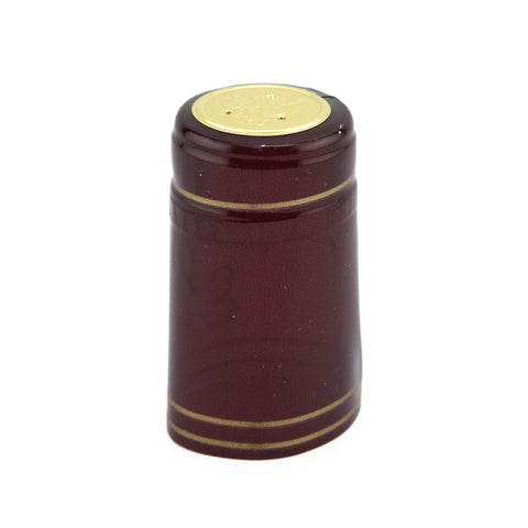 Shrink Cap - Burgundy with Gold Stripe (30 Pack)