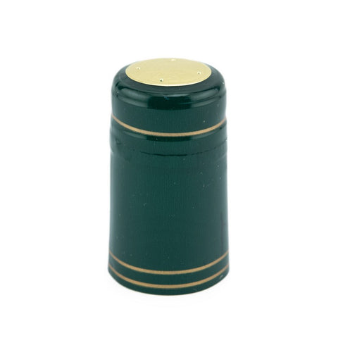 Shrink Cap - Green with Gold Stripe (30 Pack)