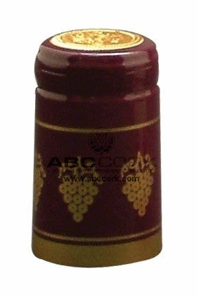 Shrink Cap - Burgundy/Gold Grapes (30 Pack) - Grain To Glass
