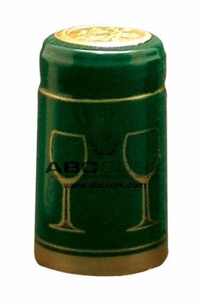 Shrink Cap - Solid Green/Gold Glass (30 Pack) - Grain To Glass
